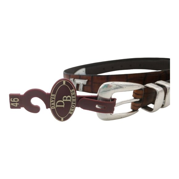 Davis Brothers Virginia Tech Men's Size 46 Genuine Leather Belt Brown Conchos - Picture 2 of 11